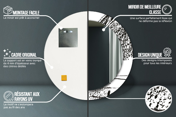Espelho circular de parede decorativo Padrão de graffiti