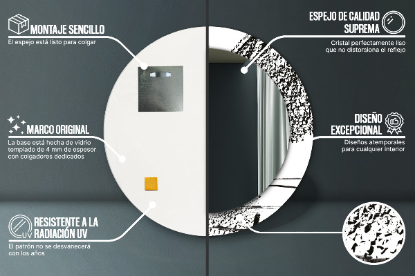 Espelho circular de parede decorativo Padrão de graffiti