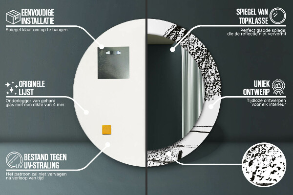 Espelho circular de parede decorativo Padrão de graffiti