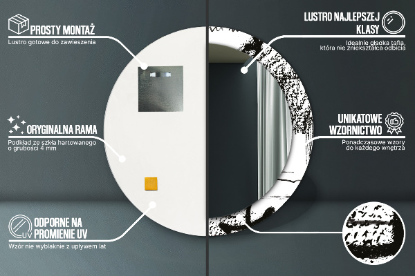 Espelho circular de parede decorativo Padrão de graffiti