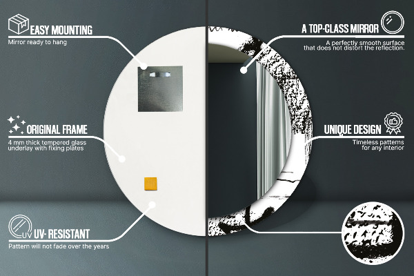 Espelho circular de parede decorativo Padrão de graffiti