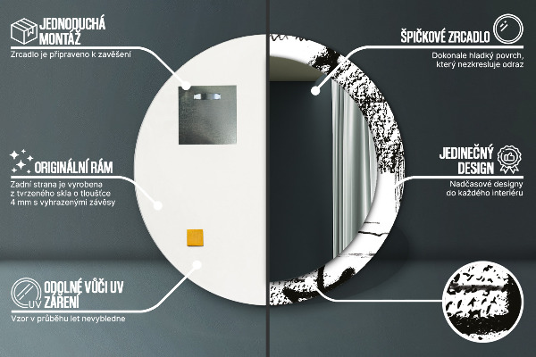 Espelho circular de parede decorativo Padrão de graffiti