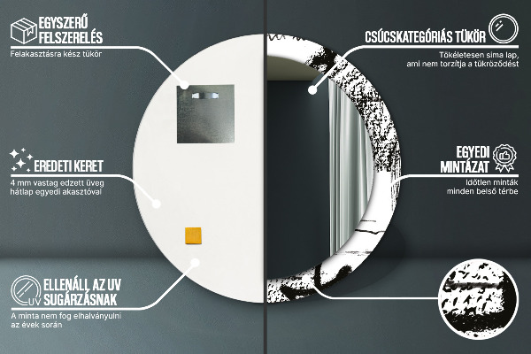 Espelho circular de parede decorativo Padrão de graffiti