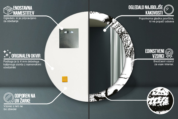 Espelho circular de parede decorativo Padrão de graffiti