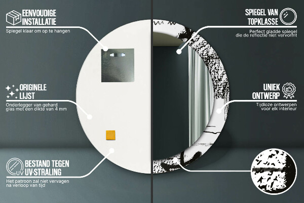Espelho circular de parede decorativo Padrão de graffiti