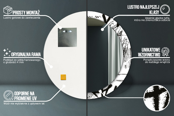 Espelho circular de parede decorativo Padrão de graffiti