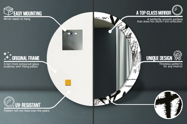 Espelho circular de parede decorativo Padrão de graffiti