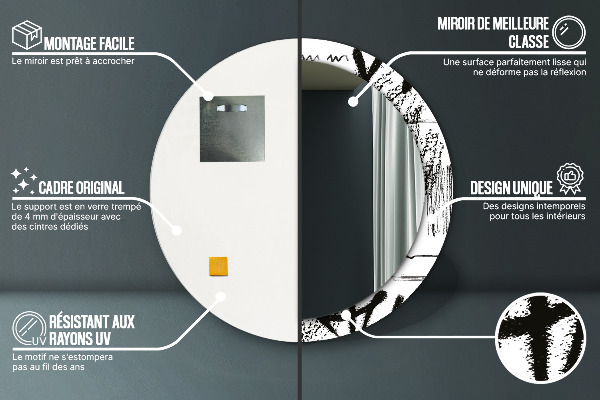 Espelho circular de parede decorativo Padrão de graffiti