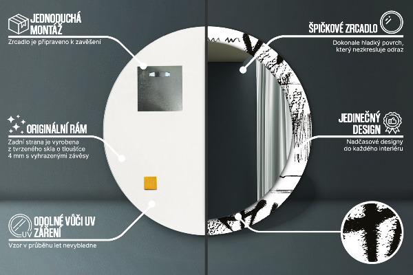 Espelho circular de parede decorativo Padrão de graffiti