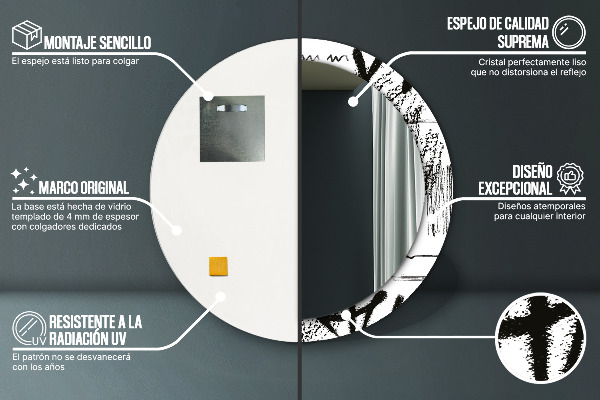 Espelho circular de parede decorativo Padrão de graffiti