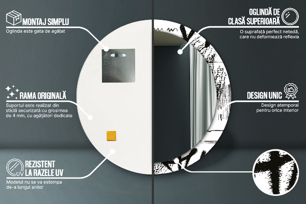 Espelho circular de parede decorativo Padrão de graffiti