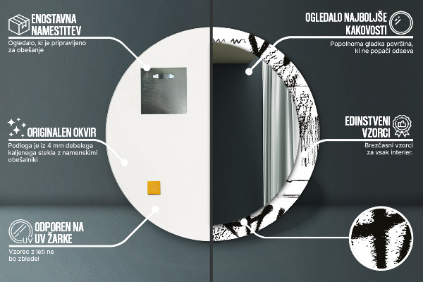 Espelho circular de parede decorativo Padrão de graffiti