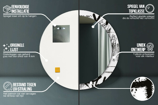 Espelho circular de parede decorativo Padrão de graffiti