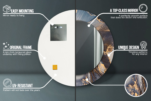 Espelho circular de parede decorativo Fluido abstrato