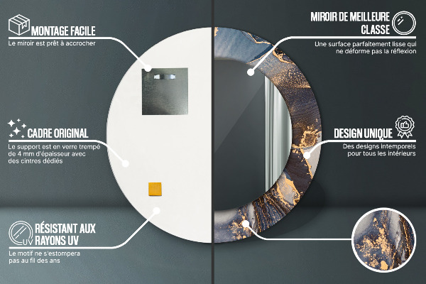 Espelho circular de parede decorativo Fluido abstrato