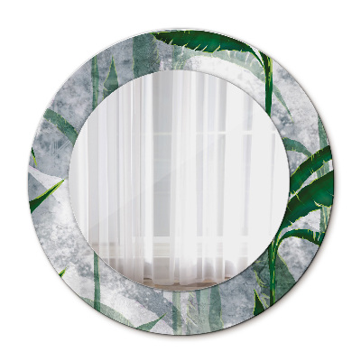 Espelho circular de parede decorativo Folhas tropicais
