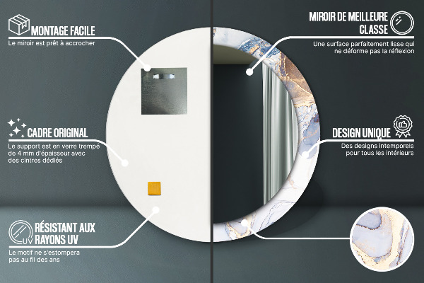 Espelho circular de parede decorativo Arte líquida abstrata