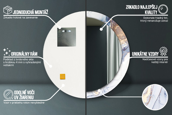 Espelho circular de parede decorativo Arte líquida abstrata