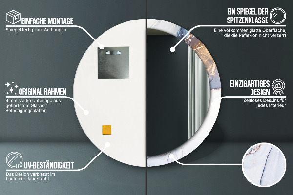 Espelho circular de parede decorativo Arte líquida abstrata