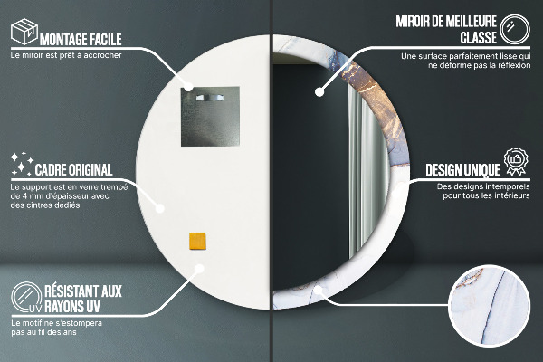 Espelho circular de parede decorativo Arte líquida abstrata