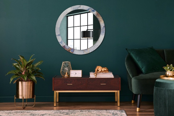 Espelho circular de parede decorativo Arte líquida abstrata