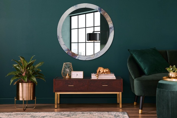 Espelho circular de parede decorativo Arte líquida abstrata