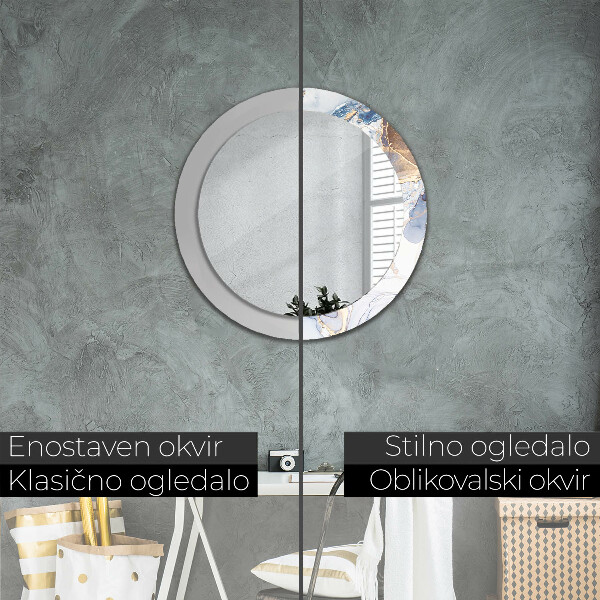 Espelho circular de parede decorativo Arte líquida abstrata