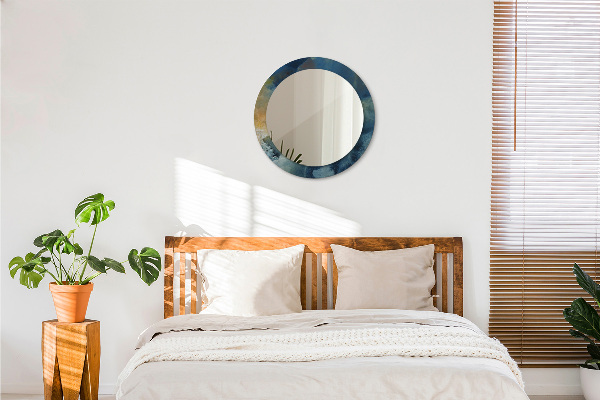 Espelho com moldura impressa redondo Mármore ônix