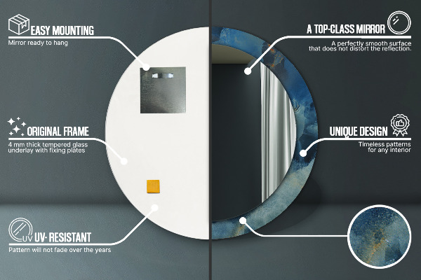 Espelho com moldura impressa redondo Mármore ônix