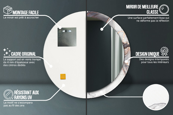 Espelho com moldura impressa redondo Fluido Abstrato