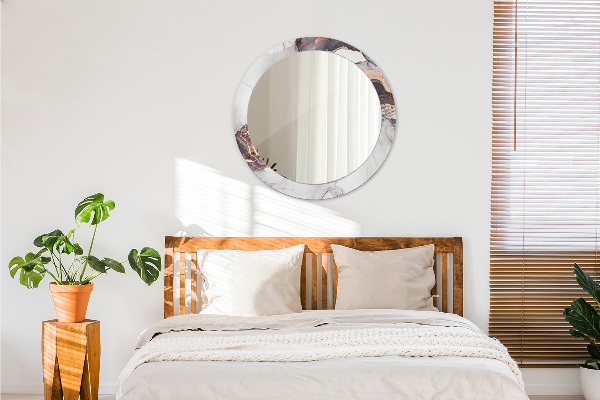 Espelho com moldura impressa redondo Fluido Abstrato