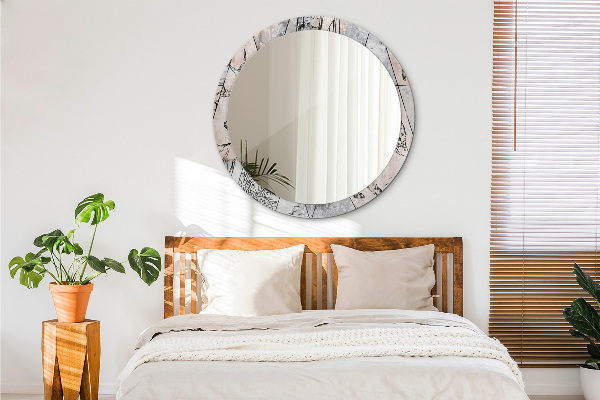 Espelho com moldura impressa redonda Animais Abstratos