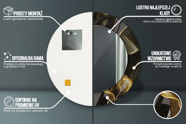 Espelho de parede circular decorativo Flores de Hibisco