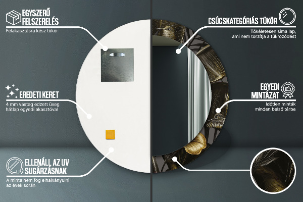 Espelho de parede circular decorativo Flores de Hibisco