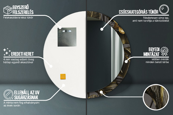 Espelho de parede circular decorativo Flores de Hibisco