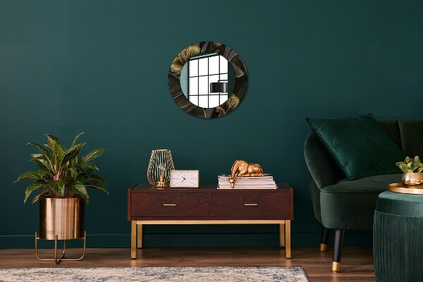 Espelho de parede circular decorativo Flores de Hibisco