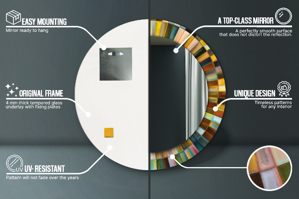 Espelho circular decorativo de parede Padrão Radial Abstrato