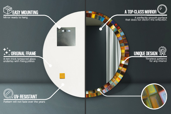 Espelho circular decorativo de parede Padrão Radial Abstrato