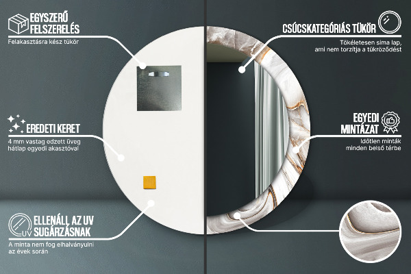 Espelho circular decorativo de parede Mármore Claro