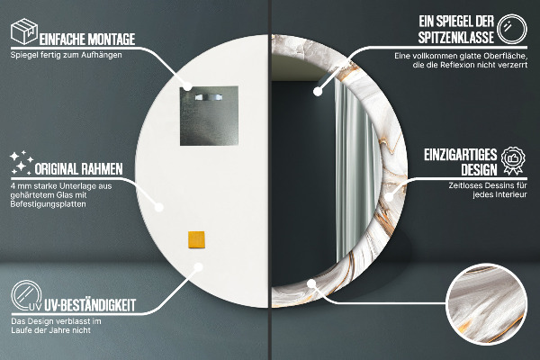 Espelho circular decorativo de parede Mármore Claro
