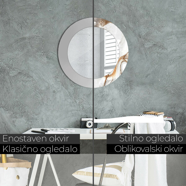 Espelho circular decorativo de parede Mármore Claro