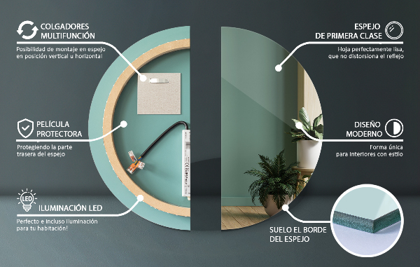 Espelho redondo led fi 50 cm