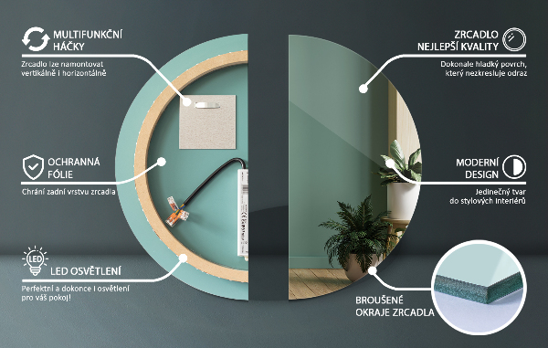 Espelho redondo com luz fi 60 cm