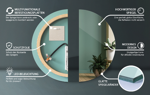 Espelho redondo com led fi 80 cm