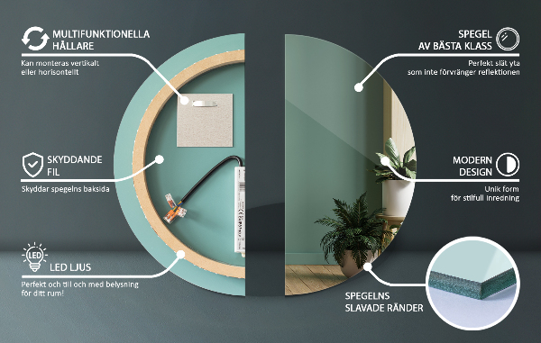 Espelho redondo led fi 90 cm