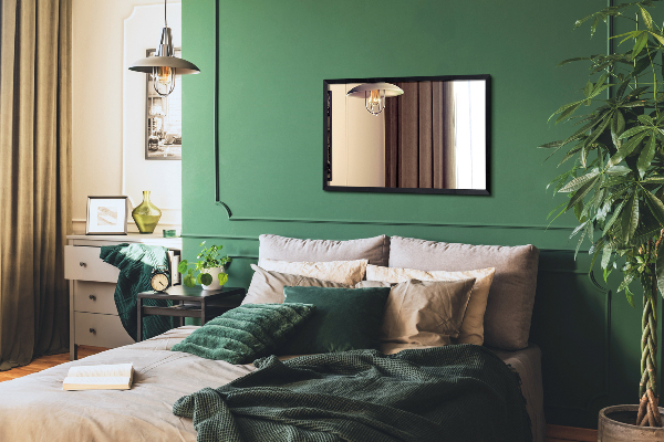 Espelho retangular para o quarto com moldura preto 50x50 cm