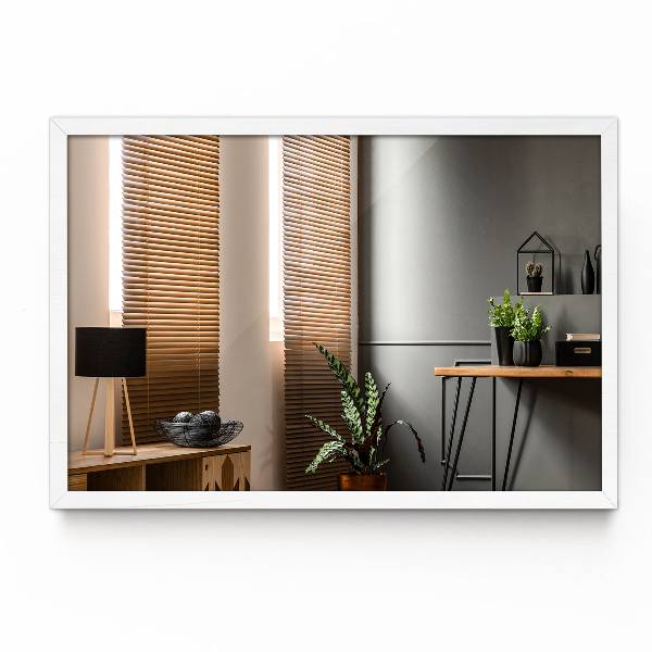 Espelho com moldura branco para corredor 80x60 cm
