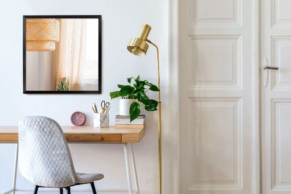 Espelho retangular para sala de estar com moldura preto 100x70 cm