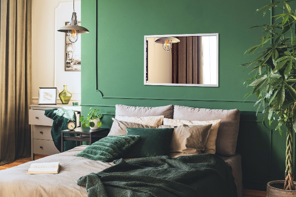 Espelho retangular para sala de estar com moldura branco 100x70 cm