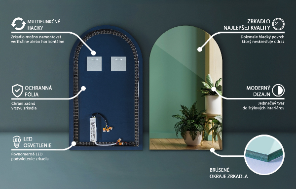 Espelho arco LED 40x70 cm